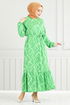À Motifs Ceinturée Viscose Robe Numéro de pièce 821OZR1047-M Vert - Thumbnail