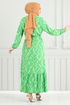 À Motifs Ceinturée Viscose Robe Numéro de pièce 821OZR1047-M Vert - Thumbnail