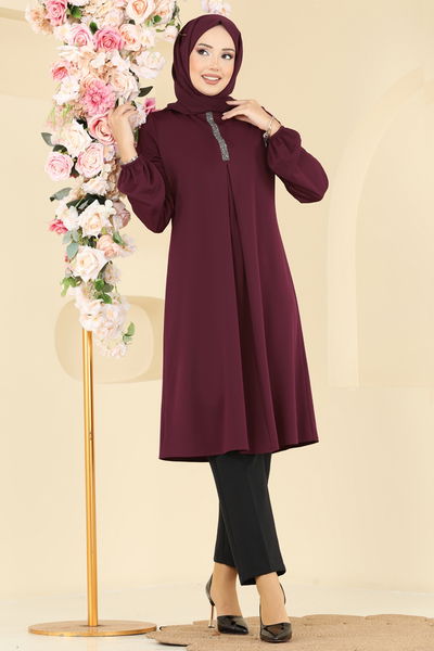A.S.M. - A Pileli Mira Tunik ASM2835-MS Bordo - 403837