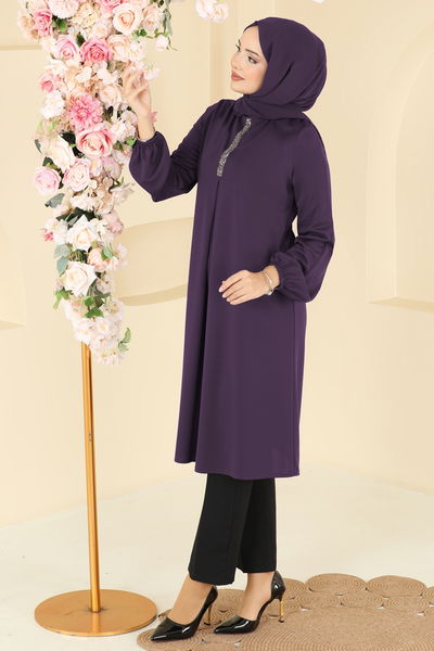 A.S.M. - A Pileli Mira Tunik ASM2835-MS Mor - 403818