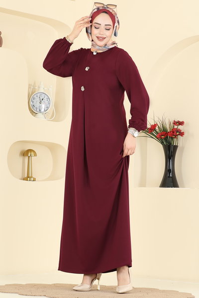 K.T.R. - A Pileli Örme Elbise 3078KTR750-MS Bordo - 425882