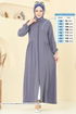 عباءة رمادي غامق 0046BG354-MS - Thumbnail