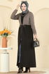Abaya 2017FON792-MS Brown & Black - Thumbnail