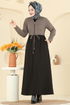 Abaya 2017FON792-MS Brown & Black - Thumbnail