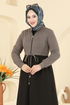 Abaya 2017FON792-MS Brown & Black - Thumbnail