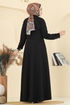 عباءة أسود 23032UKB139-MS - Thumbnail