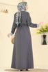 عباءة رمادي غامق 2807SL432-MS - Thumbnail