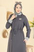 عباءة رمادي غامق 2807SL432-MS - Thumbnail
