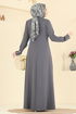 عباءة رمادي غامق 2809SL432-MS - Thumbnail
