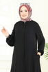 عباءة أسود 390DVL817-MS - Thumbnail