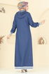 عباءة جينز غامق 4180MKL719-MS - Thumbnail