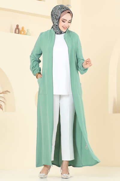 P.L.K. - عباءة أخضر باهت 9158PLK541-MS - 371096