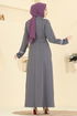 عباءة رمادي غامق PL9196-MS - Thumbnail