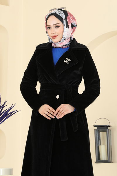 Y.G.S. - Aksesuar Broşlu Angora Kaban 6665YG95-MS Siyah - 412307