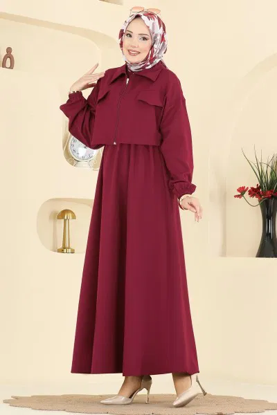 A.Y.D. - Aksesuar Cep Detaylı Takım 2778AYD574-MS Bordo