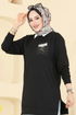 Aksesuar Cep İşlemeli Tunik 104OZN1046-MS Siyah - Thumbnail