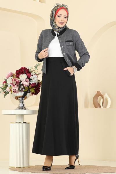 P.L. - Aksesuar Cepli Etekli Takım PL9182-MS Antrasit&Siyah - 413783