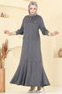 Aksesuar Cepli Tesettür Elbise 3315UZ662-MS Gri - Thumbnail
