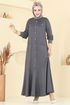 Aksesuar Cepli Tesettür Elbise 3315UZ662-MS Gri - Thumbnail