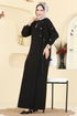 Aksesuar Çıtçıtlı Modal Elbise 2446ANT466-MS Siyah - Thumbnail