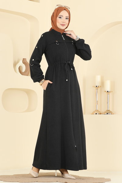 U.K.B. - Aksesuar Düğmeli Balıksırtı Ferace 24013UKB139-MS Siyah - 421919