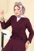 Aksesuar Düğmeli Dabıl Elbise 2746SL432-MS Bordo - Thumbnail