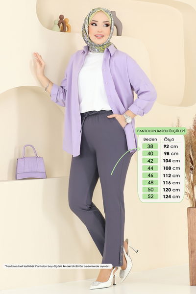 Y.G.S. - Aksesuar Düğmeli Dabıl Pantolon 6627YG95-MS Antrasit - 359180