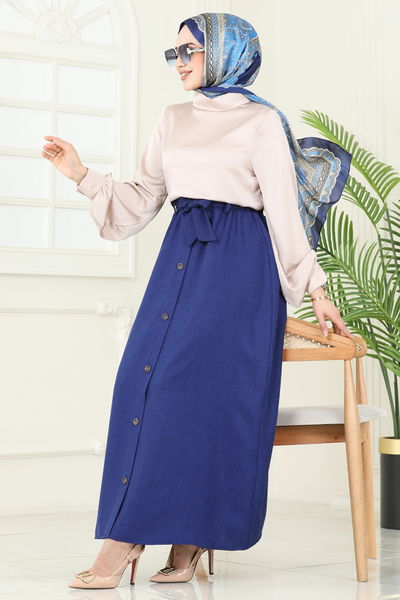 O.Z.N. - Aksesuar Düğmeli Etek 817OZN1046-MS Laci - 389763