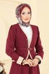 Aksesuar Düğmeli Etekli Takım 7452MP806-MS Bordo - Thumbnail