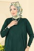 Aksesuar Düğmeli Merserize Tunik 5021KLN570-MS Zümrüt - Thumbnail