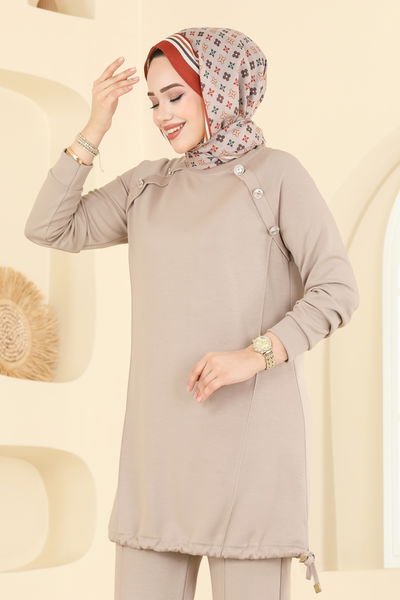 A.Y.D. - Aksesuar Düğmeli Modal Takım 2733AYD574-MS Taş - 416942