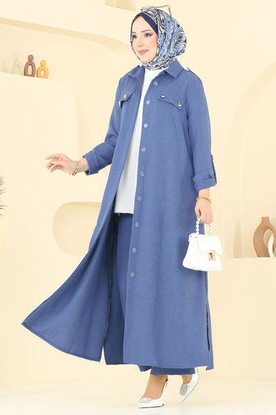 U.K.B. - Aksesuar Düğmeli Sofia Takım 23017UKB139-MS İndigo - 360134