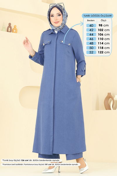 U.K.B. - Aksesuar Düğmeli Sofia Takım 23017UKB139-MS İndigo - 360138