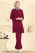 Aksesuar Düğmeli Triko Takım 2723AYD574-MS Bordo - Thumbnail