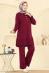 Aksesuar Düğmeli Triko Takım 2723AYD574-MS Bordo - Thumbnail