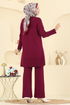 Aksesuar Düğmeli Triko Takım 2723AYD574-MS Bordo - Thumbnail