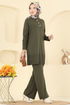 Aksesuar Düğmeli Triko Takım 2723AYD574-MS Haki - Thumbnail
