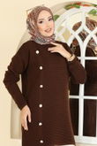 A.Y.D. - Aksesuar Düğmeli Triko Tunik 2735AYD574-MS Kahve