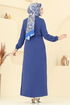 Apolet Düğmeli Pardesü Ferace PL9150-MS İndigo - Thumbnail