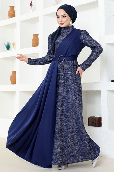 ASM - Argenté Robe de soirée LM2538 Bleu marine - 340990