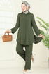 Arkadan Fermuarlı Tesettür Takım 2717SL432-MS Haki - Thumbnail
