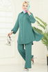 Arkadan Fermuarlı Tesettür Takım 2717SL432-MS Koyu Mint - Thumbnail