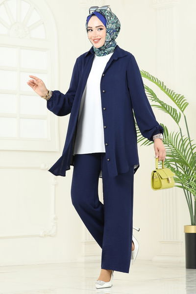 S.L. - Arkadan Fermuarlı Tesettür Takım 2717SL432-MS Laci - 386564