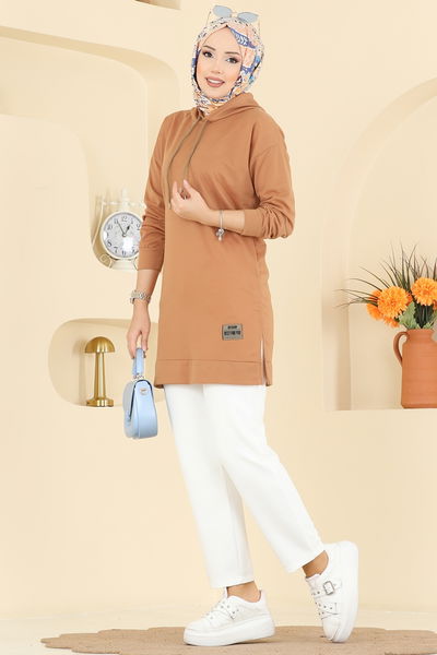 E.T.T. - Arma Detay Kapüşonlu Tunik 1000ETT926-MS Latte - 418874