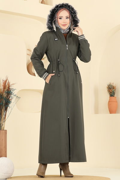 M.S.A. - Arma Detaylı Kürklü Kaban 2819MSA980-MS Haki - 399423