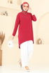 Asimetrik Kesim Sandy Takım 5095UZ662-MS Kırmızı&Ekru - Thumbnail