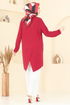 Asimetrik Kesim Sandy Takım 5095UZ662-MS Kırmızı&Ekru - Thumbnail