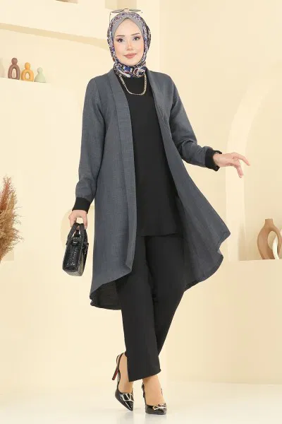 H.B.S. - Asimetrik Kesim Üçlü Takım 3129HBS856-MS Antrasit&Siyah