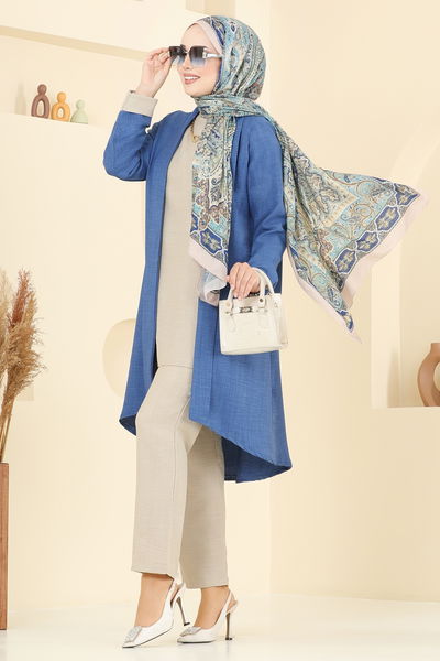 H.B.S. - Asimetrik Kesim Üçlü Takım 3129HBS856-MS İndigo&Taş - 379823