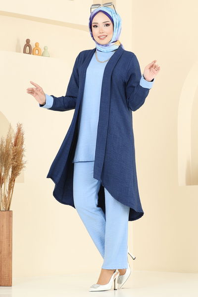 H.B.S. - Asimetrik Kesim Üçlü Takım 3129HBS856-MS Laci&Bebe Mavisi - 379838